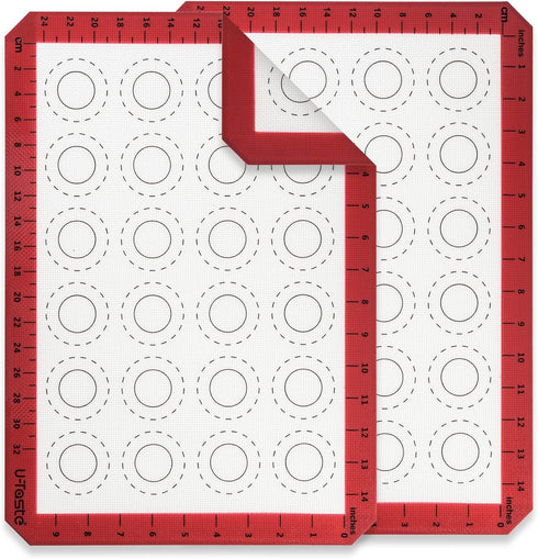 U-Taste 446ºF Heat Resistant Macaron Silicone Baking Mat, Non Stick Reusable Cookies Pastry Sheet Liner with Edge Enhancement Circle Measurement f...